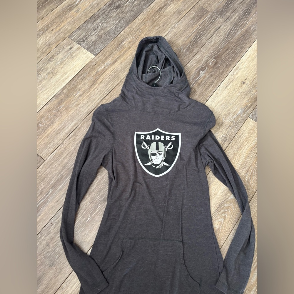 Majestic Dark Gray Raiders Hoodie- women’s small- pullover hoodie